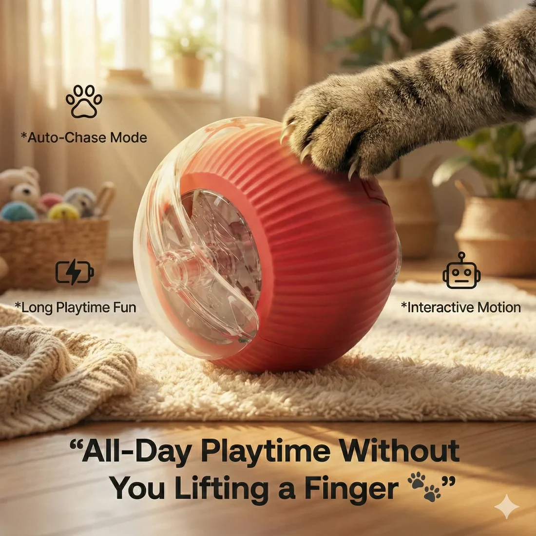 PawRoller™ – The Ultimate Auto-Moving Chase Ball for Cats & Dogs